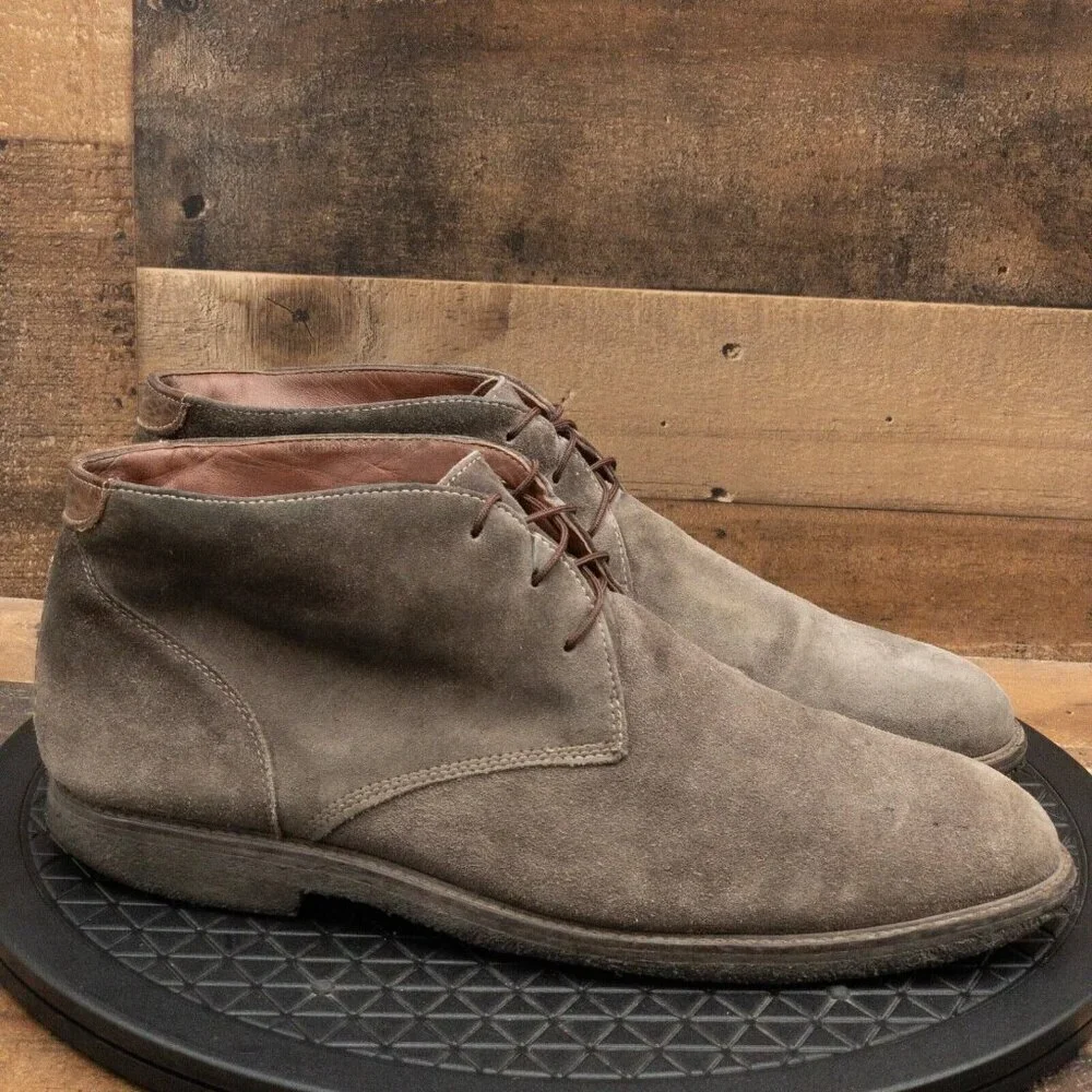 JOHNSTON AND MURPHY DRESS CHUKKA BOOTS GRAY LEATHER LACE UP SIZE 12M